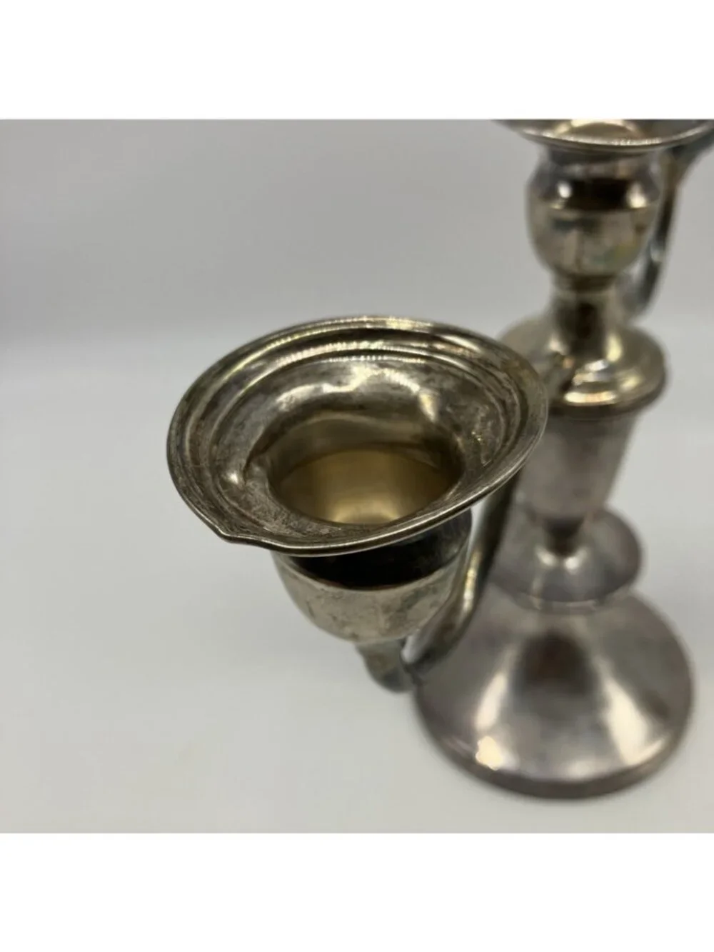 Sterling Silver Weighted 3-Arm Candelabra Vintage 7.5” Tall - AA12